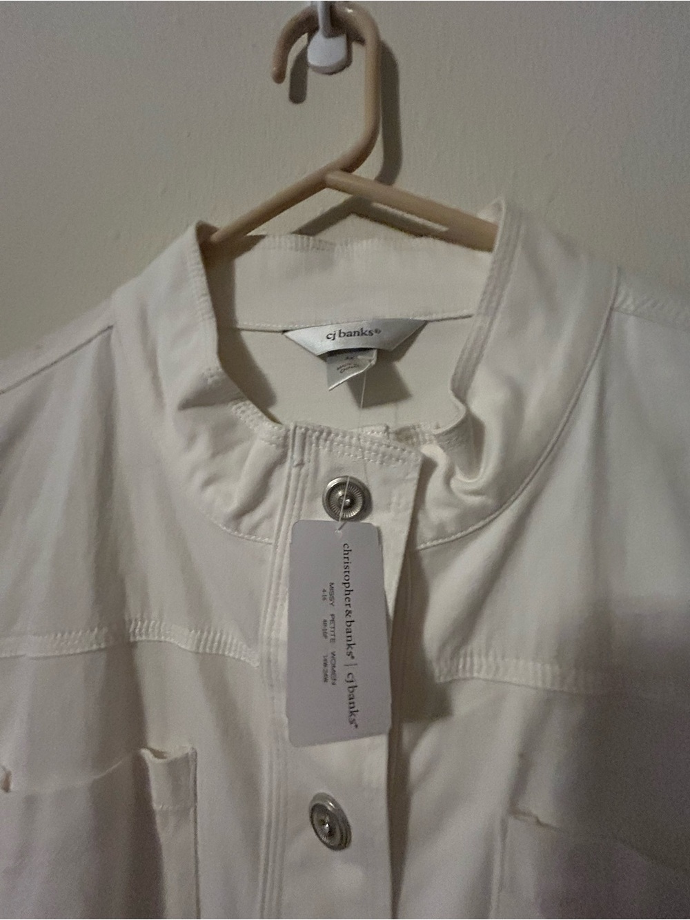 CJ banks NWT Women's White Button-Front Lightweight Jacket - Picture 6 of 6